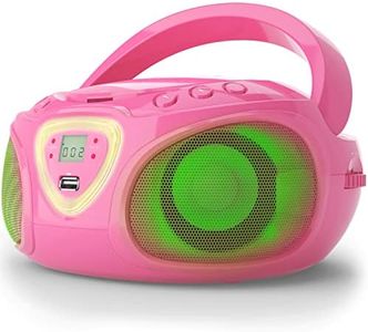 Auna Roadie - Radio-CD , Chaîne stéréo , Boombox , Lecteur CD , Port USB , MP3 , Tuner radio AM/FM , Bluetooth 2.1/EDR , Entrée RCA-AUX-jack 3,5 mm , Éclairage LED multicolore , 2x1,5W (RMS) , Rose