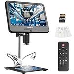 Andonstar AD210 10.1 Inch LCD Digital Microscope for Adults, Soldering Microscope for Electronics Repair, Coin Microscope Camera Full View for Error Coins with Light, Biological Slides Kit, 32G Card