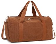 Duffle Bag for Gym Sports Women Girls Workout Travel Bag Weekender with Shoe Compartment and Wet Pocket, Corduroy-tan, L, Duffle Bag