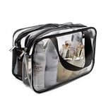 MQ Clear Toiletry Bag,Travel Makeup Bags,PVC Make-up Pouch for Toiletries,Waterproof Transparent Wash Bag with Compartment,Large Clear Tote Bag for Accessories,Cosmetics,Men/Women