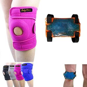 BodyMoves Kid's Knee Brace Support Plus Hot and Cold Ice gel Pack for stabilizing patella meniscus tear ligament injury prevention