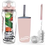 Instalite Fruit Infuser Water Bottle 1 Litre, BPA Free Tritan Material with Hydra Gel Ball Infusion Rod with Free Recipe eBook & Accessories