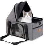 BurgeonNest Large Cat Carrier for 2 Cats,Soft Sided Pet Carrier for Large Cat 15 lbs, Upgrade Small Dog Carrier, Collapsible Cat Travel Carrier with Semi-Open Mode Canopy, Easy to Get Cat in