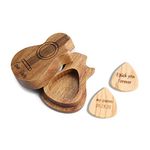 Gemszoo Guitar Picks Custom Any Message 2 Pack in Personalized Guitar Wooden Box Case Holder Music Gift for Father Boyfriend Guitarists (Style 2)