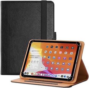 ProCase 9-10.9 inch Universal Tablet Case, PU Leather Stand Folio Universal Protective Cover for 9" 10" 10.1" 10.5" Tablet, with Elastic Adjustable Band and Pencil Holder -Black