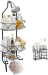 GRANNY SAYS Shower Caddy Hanging, Shower Organizer with Toothbrush Holder, Shower Holder Over Shower Head, Shower Racks for Inside Shower, Black Shower Caddy, Bathroom Shower Organizer