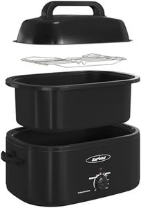Sunvivi Electric Roaster,28 Quart Roasting Oven with Self-Basting Lid Removable Pan,Turkey Roaster Oven with 150 to 450F Temperature Control Cool-Touch Handles, Black