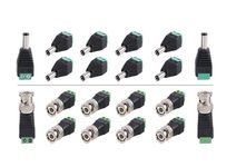 Gajrup Male DC Power Connector, BNC Male Baloon Connector for Led Strip CCTV Security Camera Cable Wire Ends Plug Barrel Adapter - 10 x Male DC + 10 x Male BNC -Pack of 10-Black