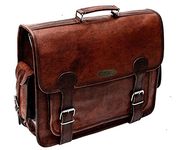 Handmade World Brown Leather Messenger Bag for Men 18 Inch Big Women Shoulder Cross Body Brown Laptop Computer Briefcase Bag - Best Vintage Look