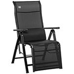 Outsunny Zero Gravity Chair, Folding Recliner, Patio Lounger with 9 Level Adjustable Backrest, Lumbar Pillow for Outdoor, Patio, Deck, Poolside, Black