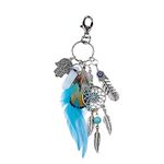 Sichumaria Personalized Keychains For Girls,Handbag Or Purse With Agate & Feather Charm Keyring,Key Ring For Car And Bike,Dream Catcher Keychain (Blue)