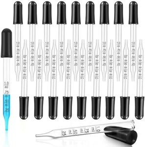 Paifeancodill Glass Dropper, 20 Pcs Eye Droppers, 1ml Eye Dropper, Glass Liquid Droppers, Glass Pipette, High Suction Pipette Droppers for Essential Oil, Nutrient Liquid, Fluids (Straight-Tip)