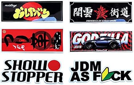 6Pcs JDM Slap Stickers Japan Tuner Decals Drift Car Stickers Drag Racing Decals Japanese Car Decal 28x6.6cm