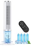 HIFRESH Personal Tower Fan w/Cooling Function, 107CM Portable Fan, Touch & Remote, 4 Modes & 3 Speeds, 26Ft Air Throw, 12H Timer, 4 Ice Packs, Auto Rotation, Low Power Consumption Tower Fan for Room