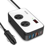 Bapdas 200W Car Power Inverter DC 12V to AC 110V Car Adapter Plug Outlet with PD 25W USB-C, QC3.0 and Dual USB Ports Loptop Car Charge