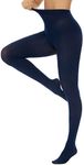 Hiltzo Women's Tights 80D Semi Opaque Soft Solid Color Footed Pantyhose Navy Blue-Small-Medium