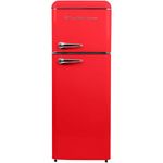 Frigidaire EFR756-RED EFR756, 2 Door Apartment Size Retro Refrigerator with Top Freezer, Chrome Handles, 7.5 cu ft, Red