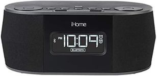 iHome Wireless Bluetooth Stereo, Dual FM Alarm Clock Radio, USB Charging, Alarm Clock For Bedrooms, Alarm Clock, Voice Echo Cancellation, Twin Speakers, Hi-Quality Sound, Battery Backup, Display, Blac, Model Number: iBT38G