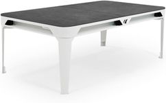 CORNILLEAU - Hyphen Outdoor - Outdoor Pool Table Convertible into a Dining Table, Weatherproof, Made in France - White Frame - Light Grey Cloth - Pockets Dark Grey Table Tops: Mineral Decor