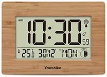 Youshiko Radio Controlled Wall Clock (Official UK Version) Large Screen LCD Silent Auto Set Up with Day Date Month