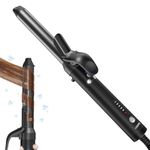 Luxspire Rotating Curling Iron, 1 inch Automatic Curling Iron Instant Heat Ionic Curling Iron with Long Titanium Barrel for Short/Long Hair 5 Temps, Professional Self Curling Hair Curler, Black