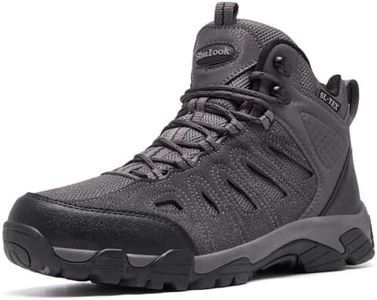 SHULOOK Men's Waterproof Hiking Boots Non-Slip Lightweight Mid Top Ankle Boot Breathable Hiker Trekking Shoes