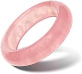 WHITESTONE JEWELRY CO. Maya Stone Ring Collection | Natural Stone Band for Women and Men | Stackable Ring | 6mm Wide (Frida - Rose Quartz, 7)