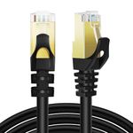 TNP CAT 7 Ethernet Cable 10ft High Speed 10 Gbps 600MHz Black CAT7 Connector LAN Network Gigabit Internet Wire Patch Cord with Professional S/STP Gold Plated Premium Shielded Twisted Pair