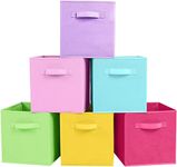 powerking Storage Box, 6 Pack Foldable Storage Cubes Storage Box Made of Fabric in Cube Shape, Rainbow Color