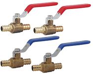 PEX Ball Valve,F1807 1/2-in PEX X1/2-in PEX Shut Off Valve in Lead Free with Long Lever,CUPC Certified (4-Pack)