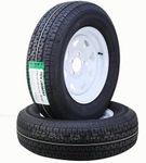 Free Country Trailer Tire Wheel Assembly ST205/75R15 8-Ply D 107M 5 Lug on 4.5" PCD White Spoke Rim, SET 2