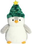 Aurora Playful Pompom Penguin Festive Hat Stuffed Animal - Vibrant Companions - Endless Fun - Gray 12 Inches