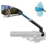 ROCKBROS 2023 Newest Handlebar Bike Mirror Adjustable Safe Rear View Mirror Anti-glare Lens Scratch Resistant Glass Lens 360 Degree Flat Rotation Bike Accessories Suitable For 22cm Handlebar
