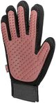 Trixie Pet Grooming Glove for Dogs & Cats, Deshedding & Massaging Glove, Gentle Hair Removal, Breathable Mesh & TPR Design for Easy Fur Care (16 × 24 cm), Pink/Black