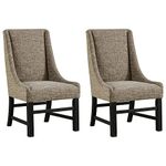 Ashley Furniture Signature Design - Sommerford Dining Arm Chair - Set of 2 - Casual - Brown Upholstery - Black Wood Frame