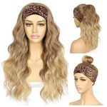 Sapphirewigs Headband Wig Ombre Blonde Wavy Synthetic Wig for Women Glueless Wig Daily Wear Cosplay Headband Wigs 150% Density 26 inch