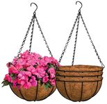 Coconut Coir Hanging Planter 4 Pcs, 10 Inches Coco Liner Hanging Basket, Plant Holder, Flower Pot Hanger with Metal Hook and Hanging Chains for Plant, Indoor, Outdoor, Decoration, Garden (4)