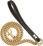 Gold Dog Leash, Golden Chew Proof Indestructible Cool Metal Leash Chain Link Leash for Aggressive Dogs(0.75inch,35inch)