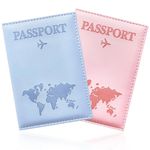 GIKPAX 2 Pcs Passport Holder, PU Leather Passport Cover Passport Holder Travel Wallet for Passport, Ticket Card, Boarding Passes, Credit Card, Business Cards (Pink+Light Blue)