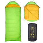 Hacer HC-1000 3in1 Camping Sleeping Bag Open Comforter & Mattress +8 Degree Winter 210T Polyester Hiking Trekking for Baby, Adults Men & Women (7ft, Butterscotch & Parrot Green, 8°C to +12°C, 1kg)