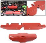 Full Aluminum Radiator Shroud & Pulley Belt Cover Combo, Compatible with Subaru WRX & STi 2008 2009 2010 2011 2012, Red