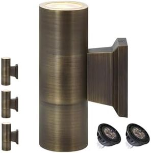 COLOER Brass Outdoor Cylinder Wall Lights(Bronze 6.875" H x 4.25" W) 4 Pack with LED MR16, 12V Low Voltage Porch Light in 2 Lights, 2700K Up Down Lights, Outside Light for House Porch Patio Door