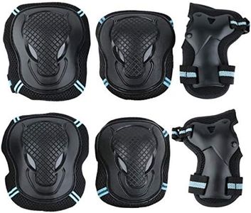 6 Pcs Skating Protection Equipment Set Elbow Pads Bike Skate Knee Pad Adults Kid (Blue, Small)