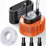 Portable Submersible Pump for Clean and Dirty Water for Garden Pond, Pools, and Ditches, Electric Sump Pump with Drainage Hose & 25 Feet Extra Long Power Cord, 850 GPH in Ground, 3 Adapters (Orange)