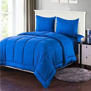 Tache Home Fashion 3-4PCOM-BOXES-Blue-CK Box Stitch Comforter Set, California King, Blue