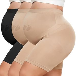 Y25D Maternity Shapewear for Under Dresses Over Belly Pregnancy Underwear Mid-Thigh High Waist Shorts Panties for Baby Shower