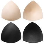 BBTO 2 Pairs Removable Bra Pads Comfortable Breathable Bra Padding Inserts Bra Pads Inserts Triangle Shape Bra Inserts (Black, Beige,5.12 x 5.31 Inches)