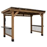 Backyard Discovery Saxony XL 100% Cedar Wood BBQ Gazebo | Hardtop Outdoor Shelter for Garden and Patio | Barbecue & Grill Party | Steel Roof | Weather Resistant | Powerport | 3.7m x 1.9m (12ft x 6ft)