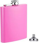 Hip Flask for Men Liquor Flask Stainless Steel Leak proof Flask with Funnel set for Women Pocket Alcohol Drinking Flask set 8OZ (Pink)