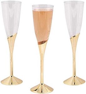 Fun Express Champagne Flutes with Goldtone Stems